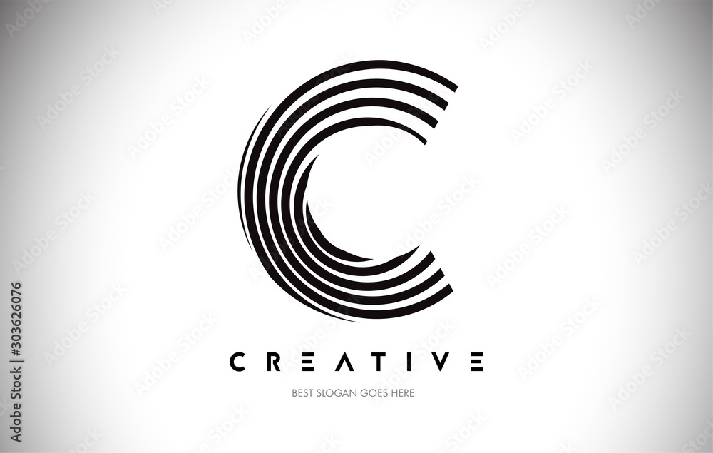 C Lines Warp Logo Design. Letter Icon Made with Circular Lines. Stock ...