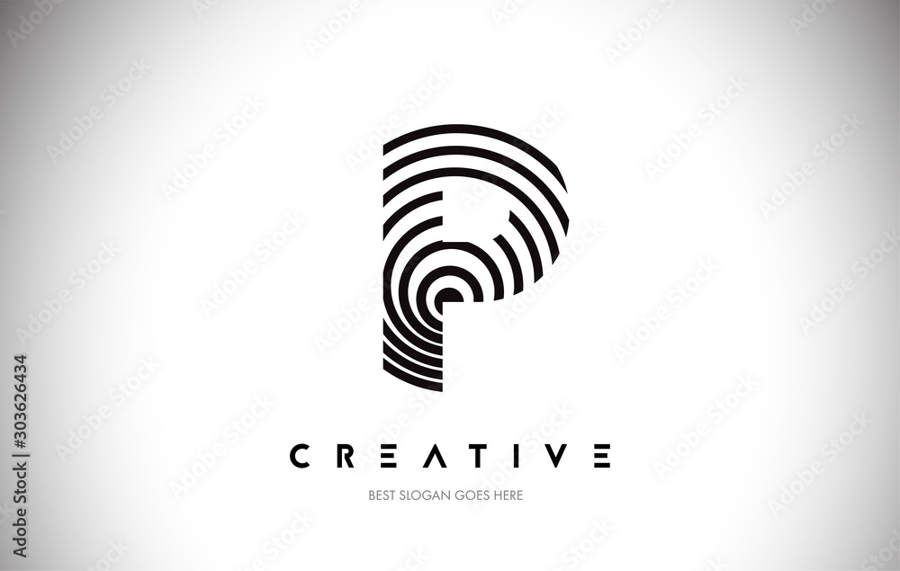P Lines Warp Logo Design. Letter Icon Made with Circular Lines. P Lines Warp Logo Design. Letter Icon Made with Circular Lines.