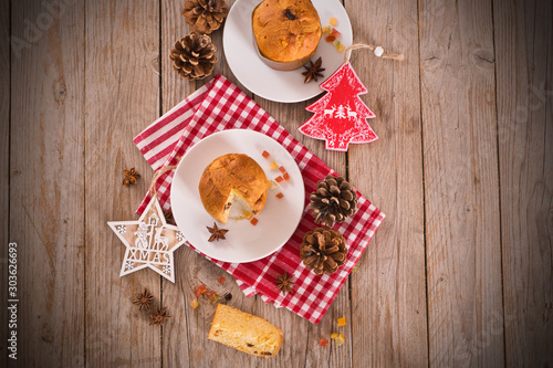 Panettone, italian christmas cake .	