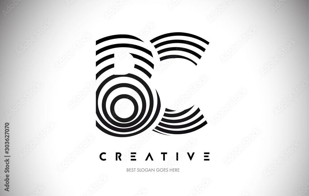 BC Lines Warp Logo Design. Letter Icon Made with Circular Lines. Stock ...