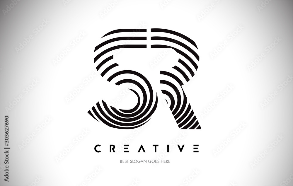 SR Lines Warp Logo Design. Letter Icon Made with Circular Lines. SR Lines Warp Logo Design. Letter Icon Made with Circular Lines.