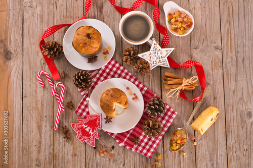 Panettone, italian christmas cake . 