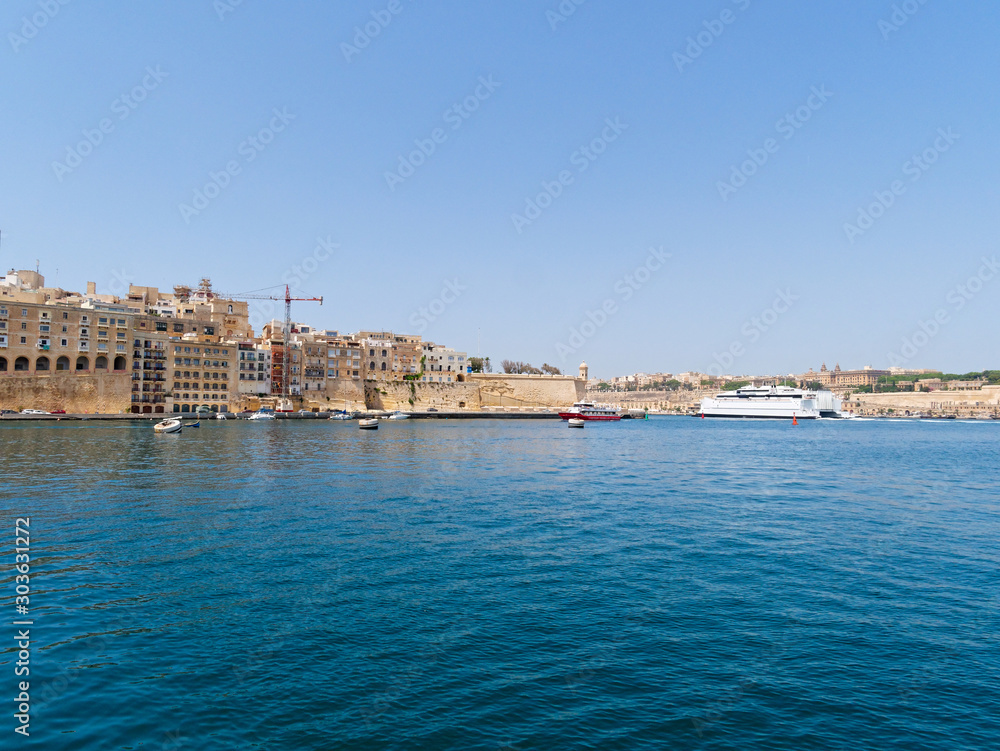 Panorama of the beautiful old town of Isla. Malta