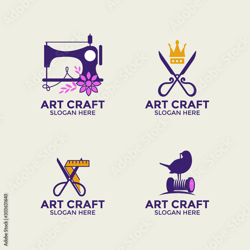 Handmade Craft and Sewing vector logo design