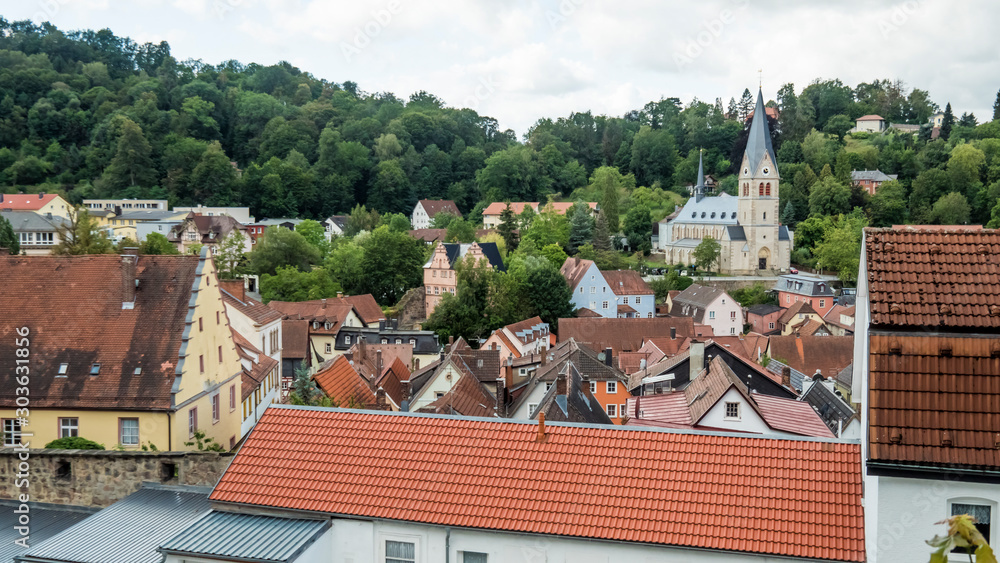 Panorama of Kulmbach with the Catholic church dedicated to the Madonna