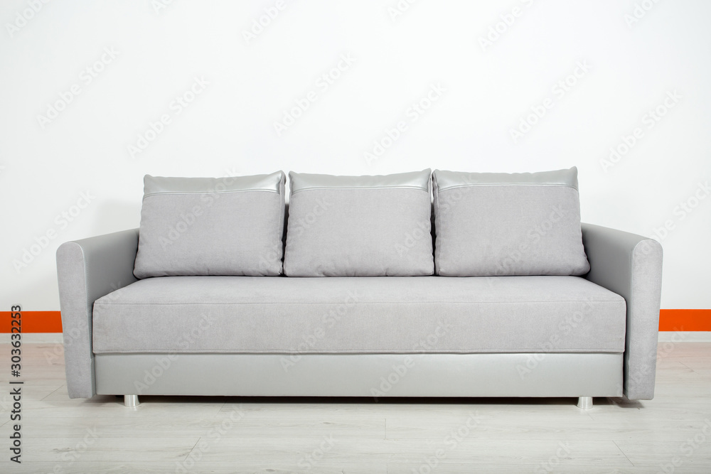 silver leather sofa on a white background silver leather sofa on a white background