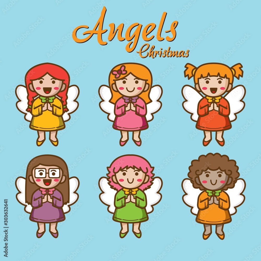 Christmas angels characters Vector eps 10 Christmas angels characters Vector eps 10