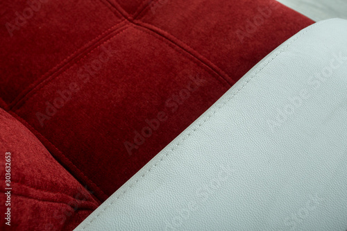 red-white sofa texture close-up, couch