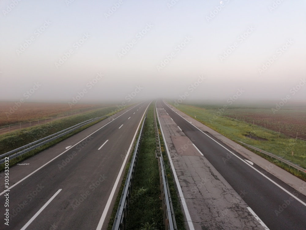 Fog on highway Fog on highway