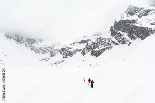 adventure in high mountain during winter with snow, Tatra mountain, Poland, Slovakia
