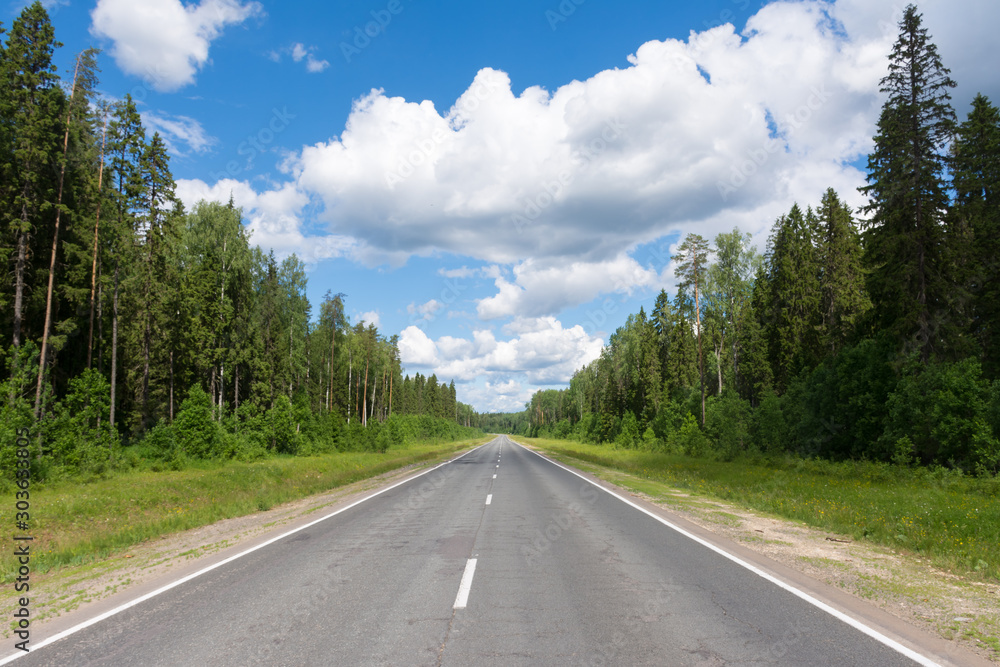 Asphalt road in the Vologda region