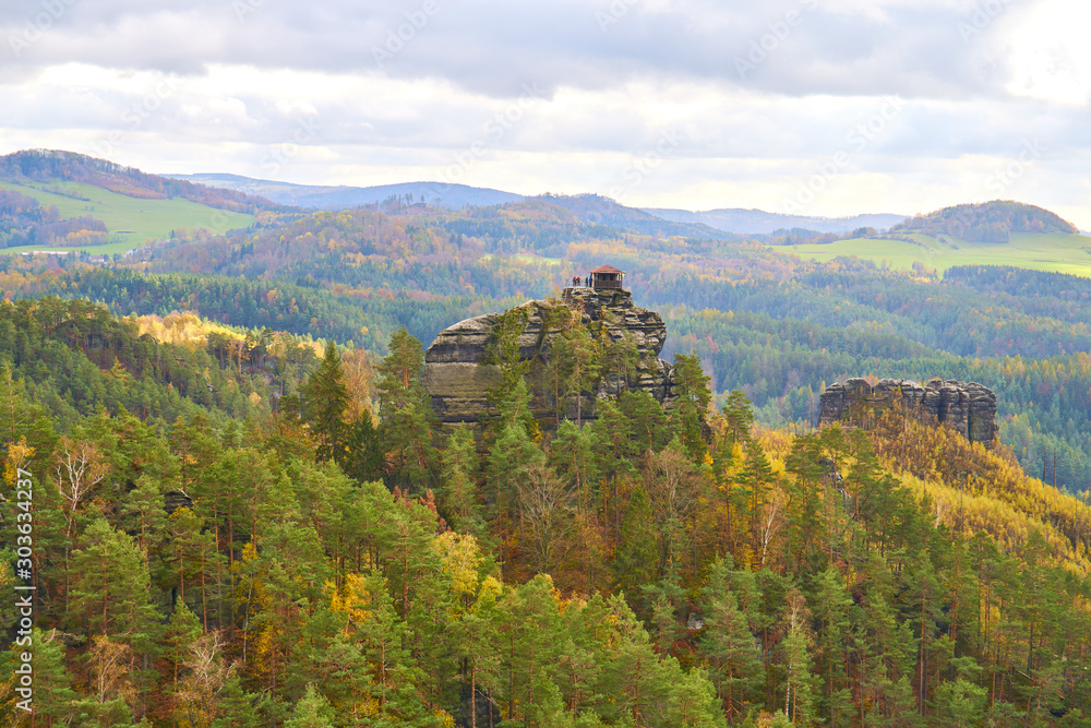 Autumnal view from Mariina Vyhlidka at Bohemian Switzerland Natural Park Autumnal view from Mariina Vyhlidka at Bohemian Switzerland Natural Park