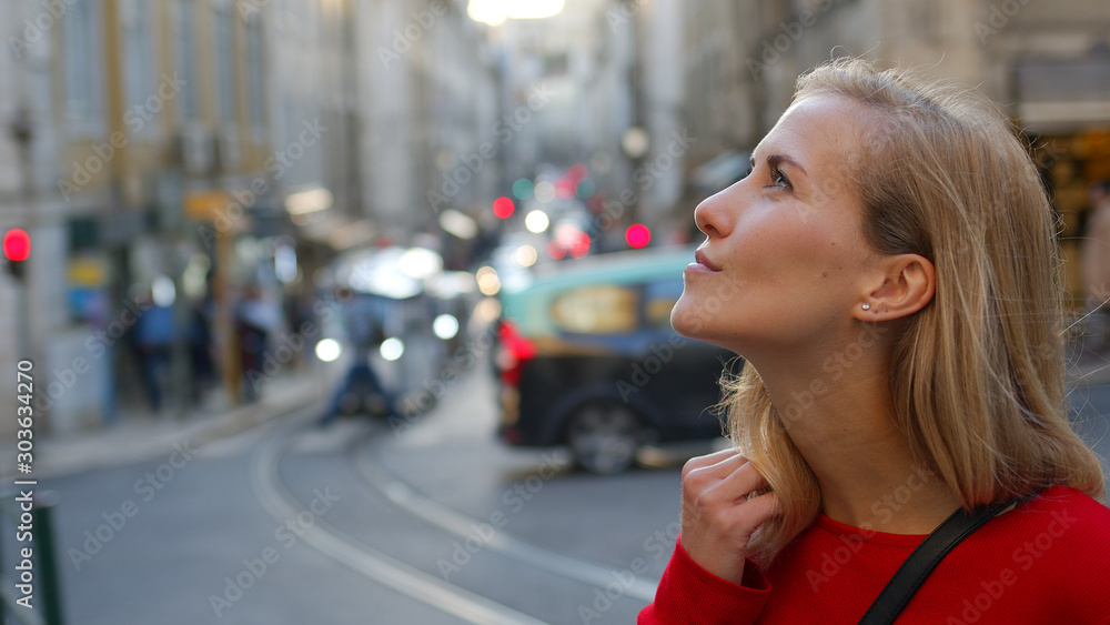 Blonde girl in the city of Lisbon - travel photography Blonde girl in the city of Lisbon - travel photography
