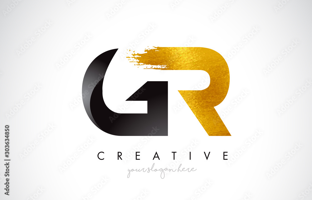 GR Letter Design with Brush Stroke and Modern 3D Look. GR Letter Design with Brush Stroke and Modern 3D Look.