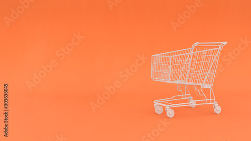 Shopping Cart on orange background