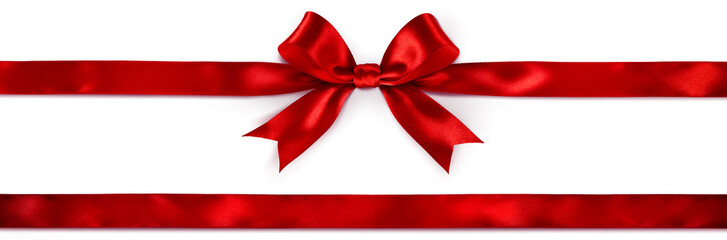 Red Bow And Ribbon Isolated On White