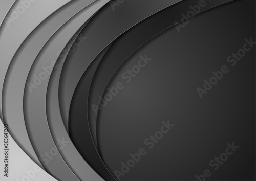 Dark monochrome material corporate waves background