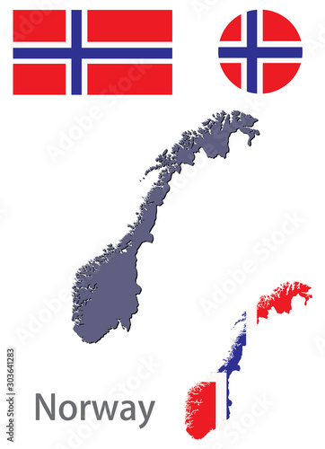 country Norway silhouette and flag vector