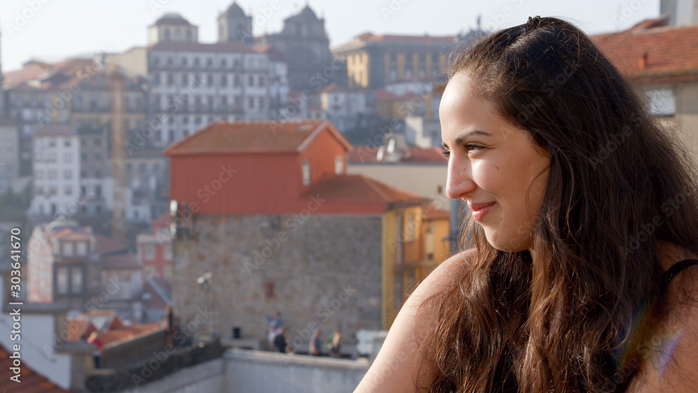 Beautiful girl in the city of Porto - travel photography
