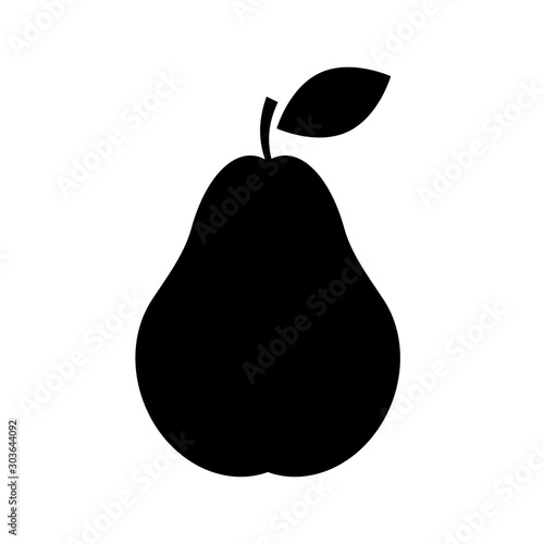Pear Icon isolated on white background. Black and white apple symbol flat style for your web site design and logo, app, UI. Vector illustration