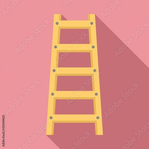Wood ladder icon. Flat illustration of wood ladder vector icon for web design