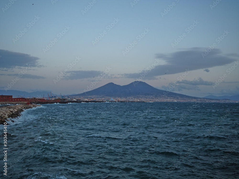 Naples, Italy, 11/15/2019. View of the city in the early evening light.