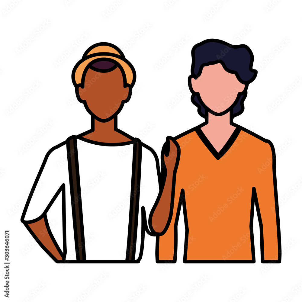 men faceless with different poses on white background men faceless with different poses on white background