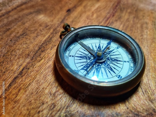 compass on wooden background