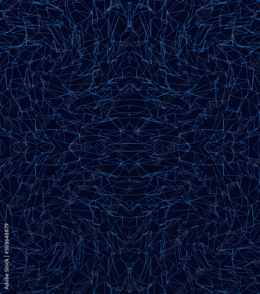 Light blue pattern with chaotic shapes on dark background. Print. Illustration with colorful gradient shapes in abstract style background Light blue pattern with chaotic shapes on dark background. Print. Illustration with colorful gradient shapes in abstract style background