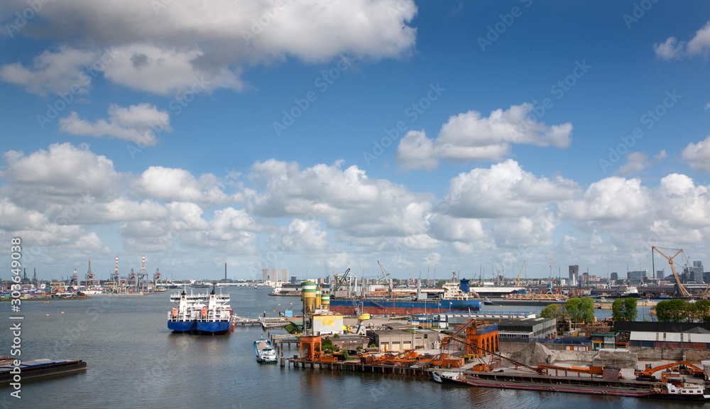 Ships at Waalhaven Rotterdam. Netherlands