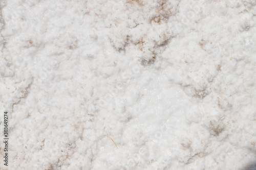 Macro closeup of salt grain texture in a salt flat