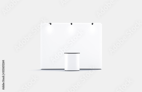 Blank white trade show booth mockup, front view