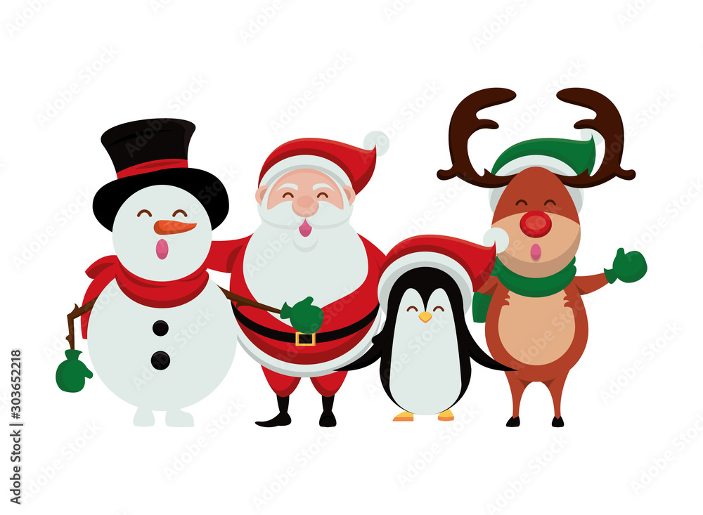 merry christmas santa claus and group characters