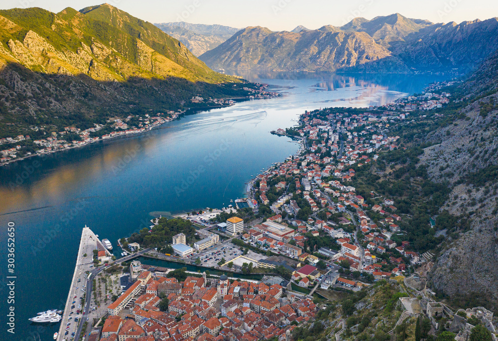 View on Kotor Bay and Castle in the morning