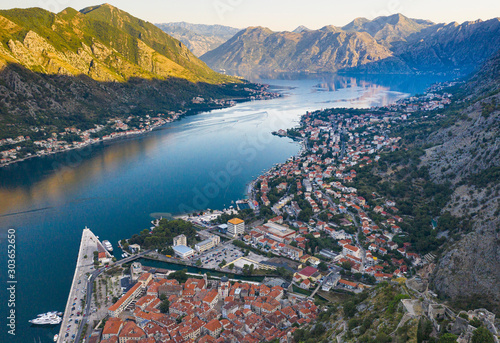 View on Kotor Bay and Castle in the morning