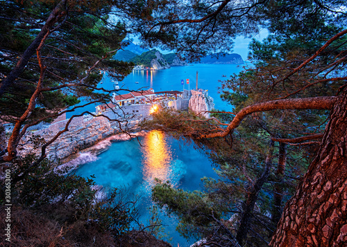 Night view on Petrovac, Mon...