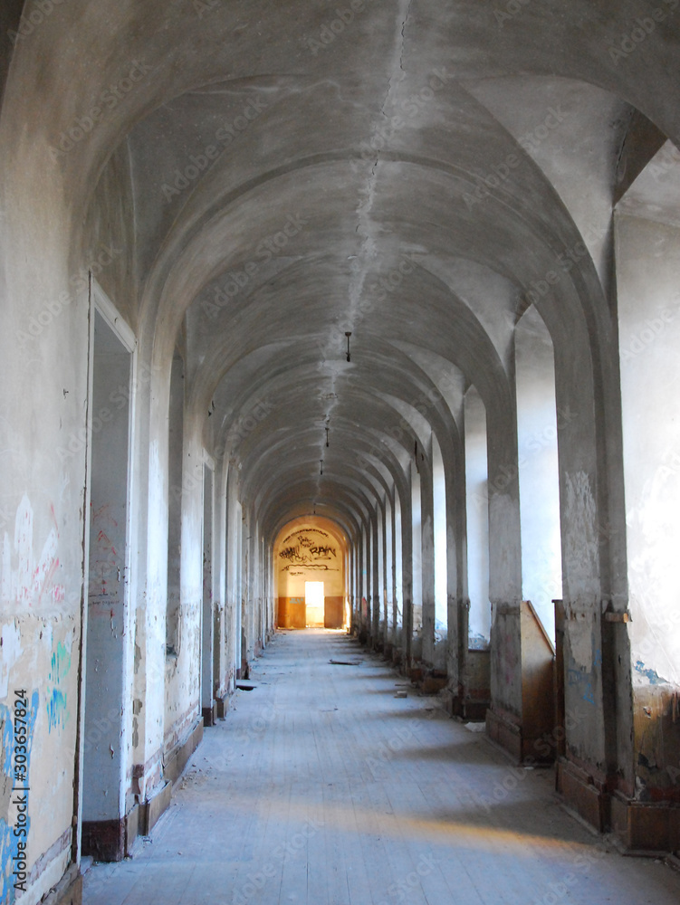 Old building with arched ceiling.  Restoration