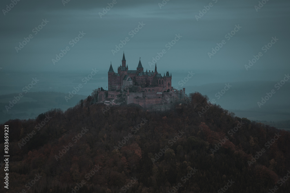 Castle Hohenzollern in autumn sunrise