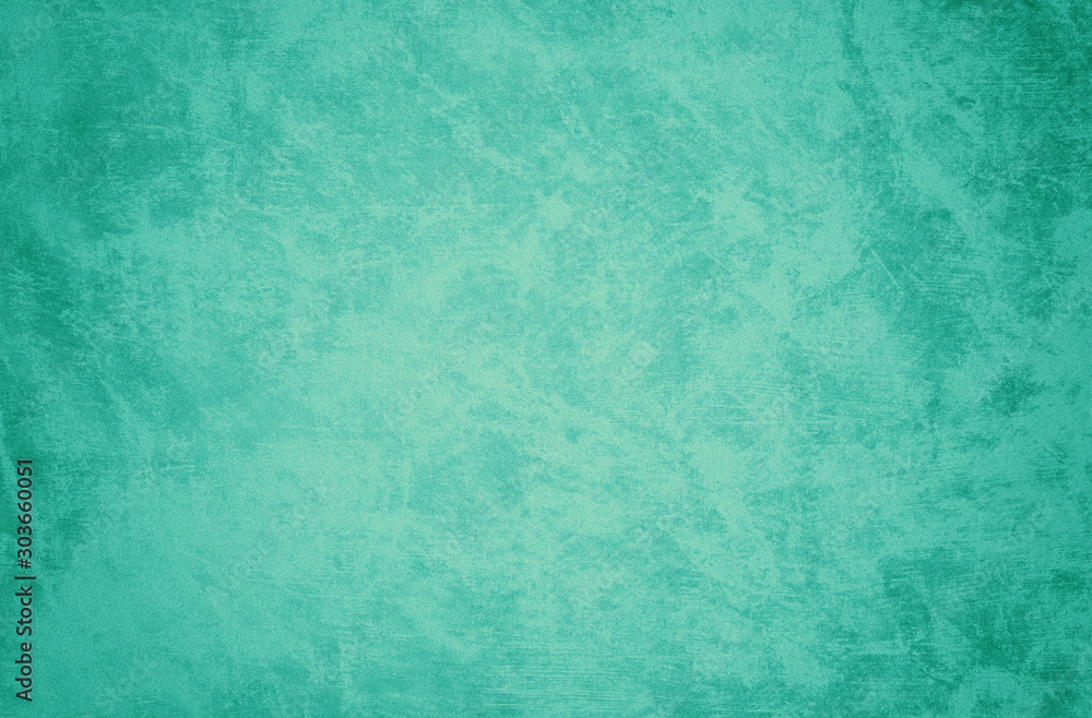 Vintage blue green background with old marbled texture and messy grunge border, elegant stained blue paper design