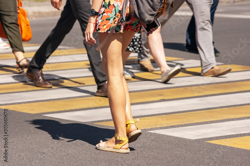 pedestrians crossing the street