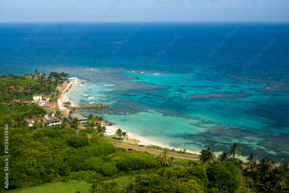A tropical aerial view of an island A tropical aerial view of an island