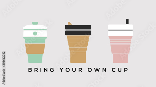 Vector folding coffee Cup Silicone collapsible cup