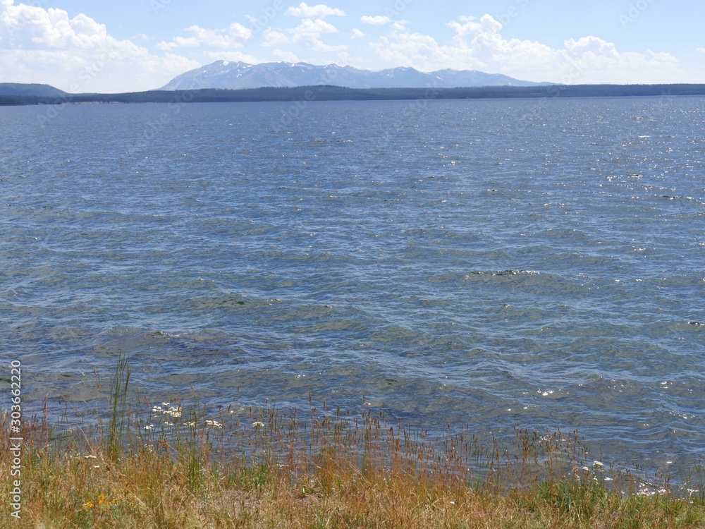 Medium close up of Yellowstone Lake at Yellowstone National Park, Wyoming, USA. Medium close up of Yellowstone Lake at Yellowstone National Park, Wyoming, USA.