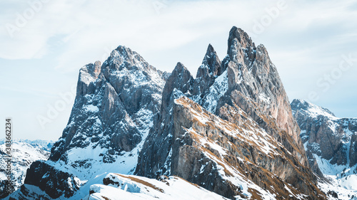 Detailed shot of Seceda in the Dolomites