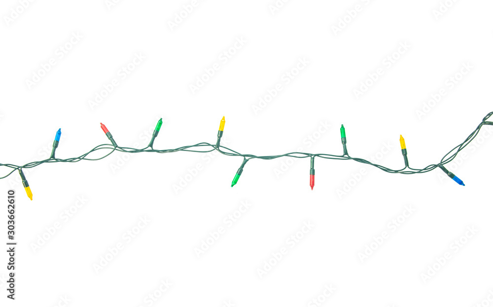 String of Christmas lights isolated on white background With clipping path. String of Christmas lights isolated on white background With clipping path.