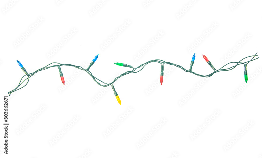 String of Christmas lights isolated on white background With clipping path. String of Christmas lights isolated on white background With clipping path.