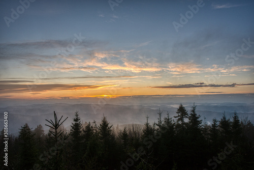 sunrise in the mountains with beautiful sky, Czech Lysa Hora © Martin