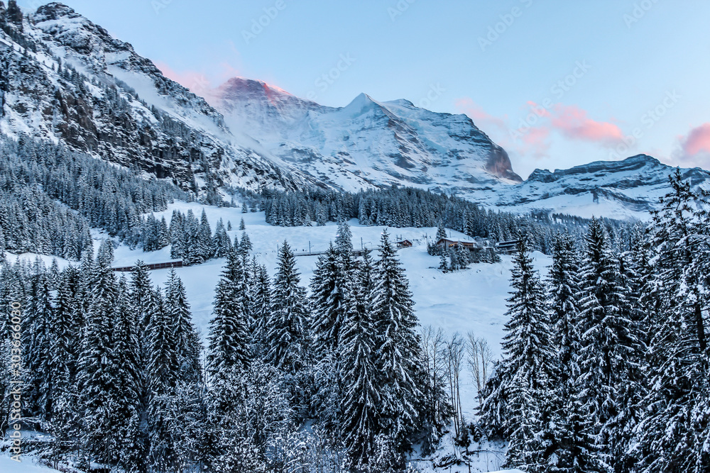 The Alpine region of Switzerland, conventionally referred to as the Swiss Alps.