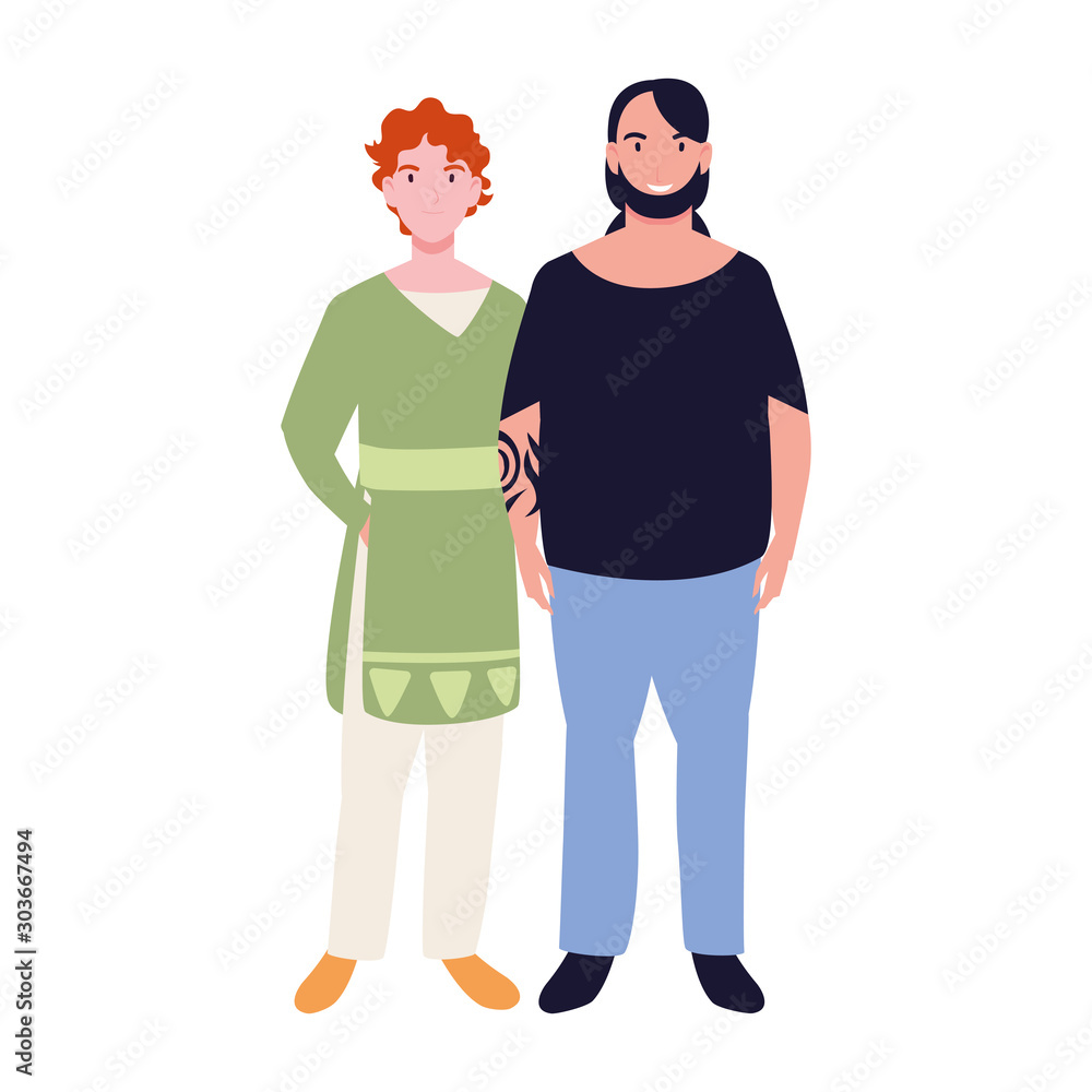 men standing with different poses on white background men standing with different poses on white background