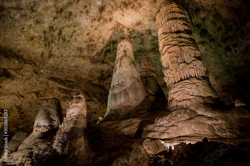 Geologic rock formations in a cave